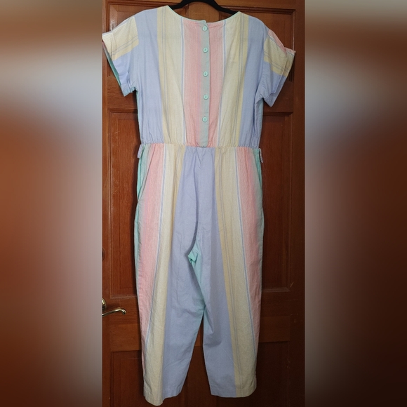 Vintage Byer Too Colorful Striped Jumpsuit Size 11Petite 100% Cotton Made In USA - Picture 6 of 8